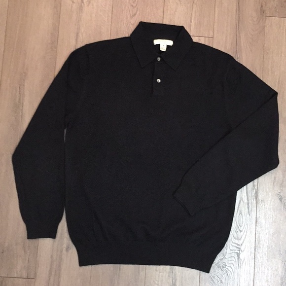 Turnbury Other - Turnbury Men's Black Polo Style Cashmere Sweater